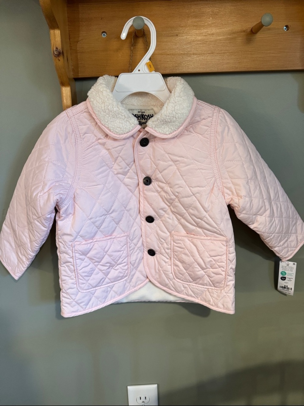 OshKosh B'gosh Baby Jacket in Pale Pink with Cream Sherpa